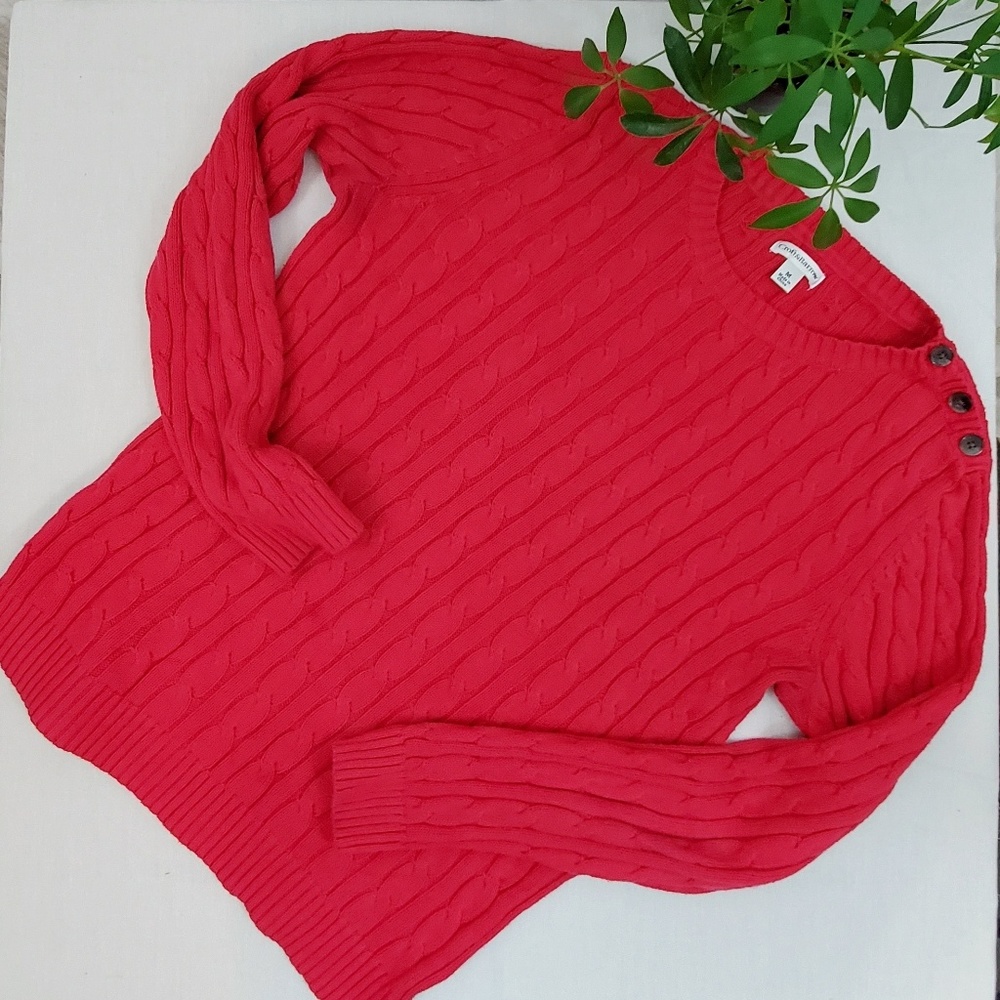Croft & Barrow Red Sweater Cable Knit Pullover